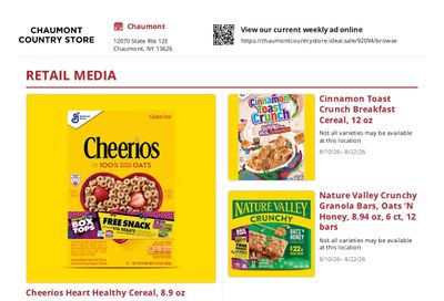 Chaumont Country Store Weekly Ad August 10 - 22, 2026