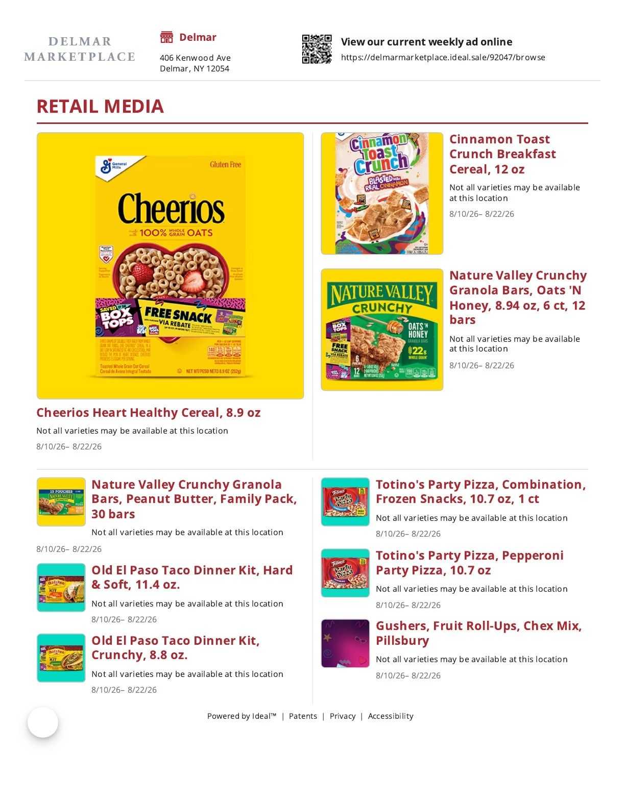Delmar Marketplace Weekly Ad August 10 - 22, 2026
