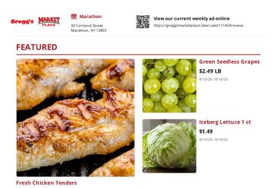 Gregg's Market Place (Marathon, NY) Weekly Ad August 10 - 16, 2026
