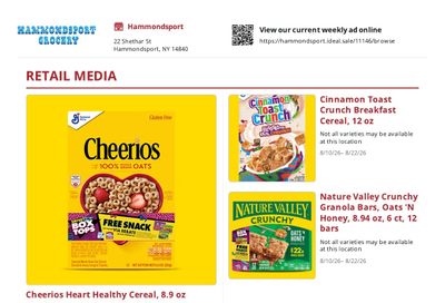 Hammondsport Grocery Weekly Ad August 10 - 22, 2026