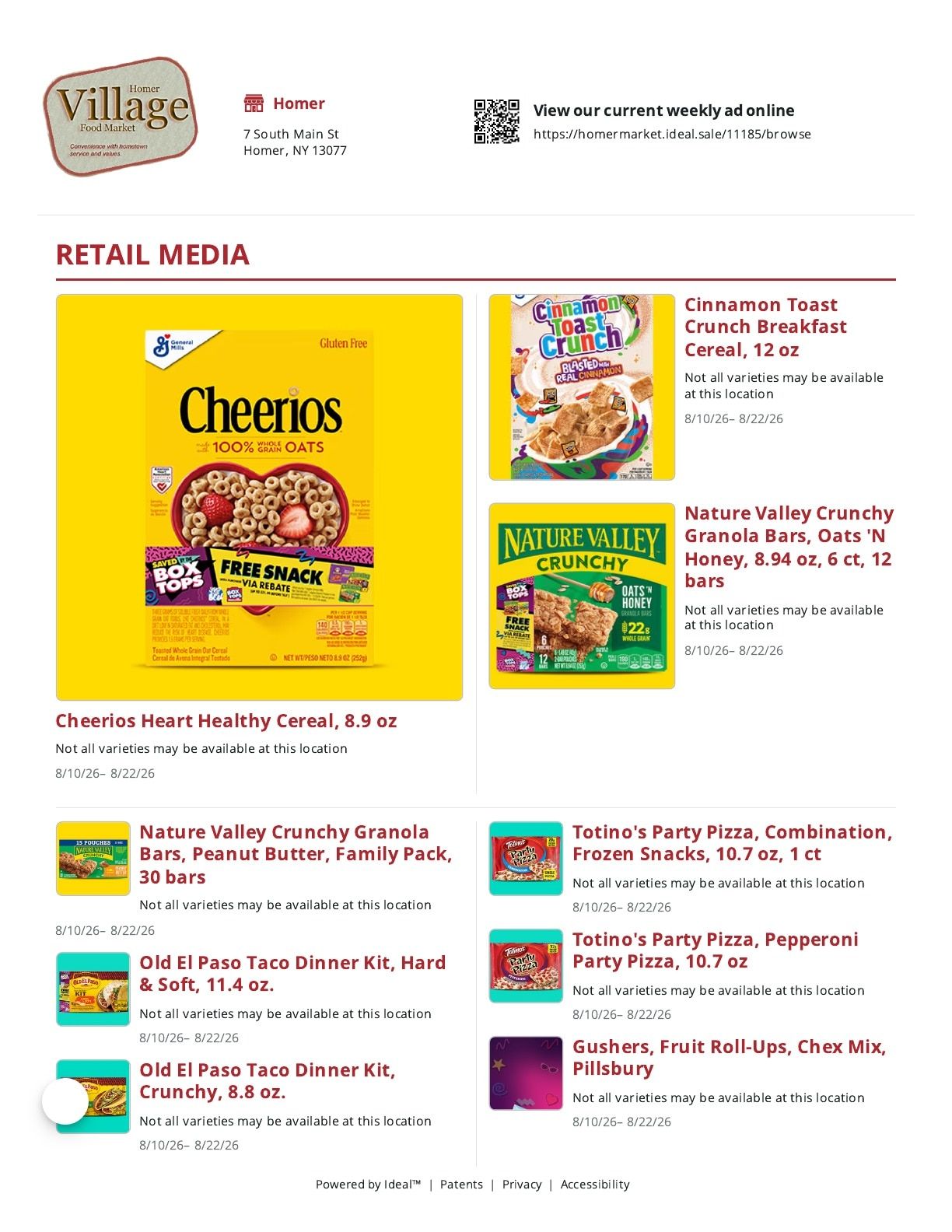 Homer Village Food Market Weekly Ad August 10 - 22, 2026