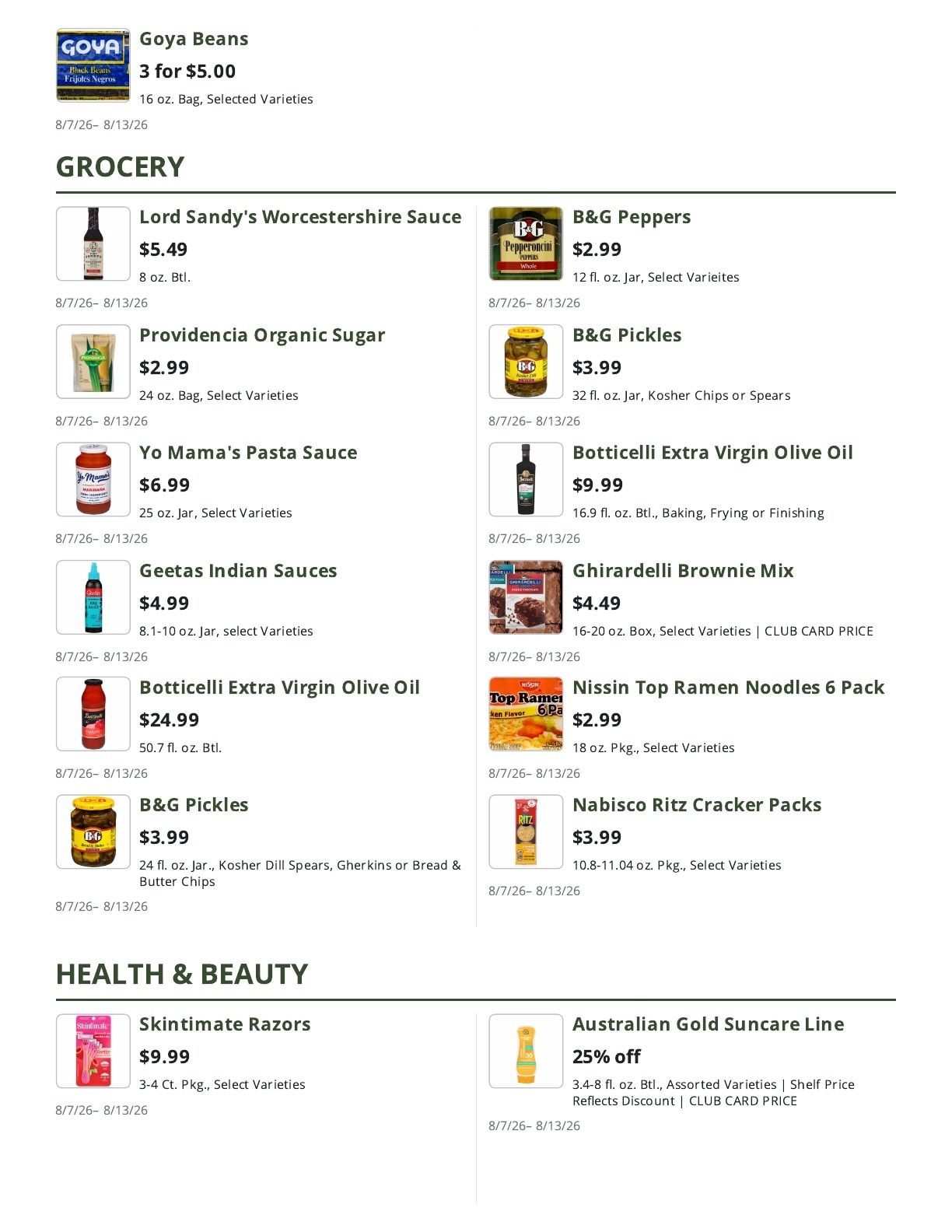 Olive Tree Marketplace Weekly Ad August 7 - 13, 2026