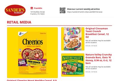 Sander's Market Weekly Ad August 5 - 18, 2026