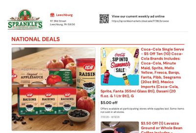 Sprankle's Neighborhood Market (Leechburg, PA) Weekly Ad July 31 - August 13, 2026