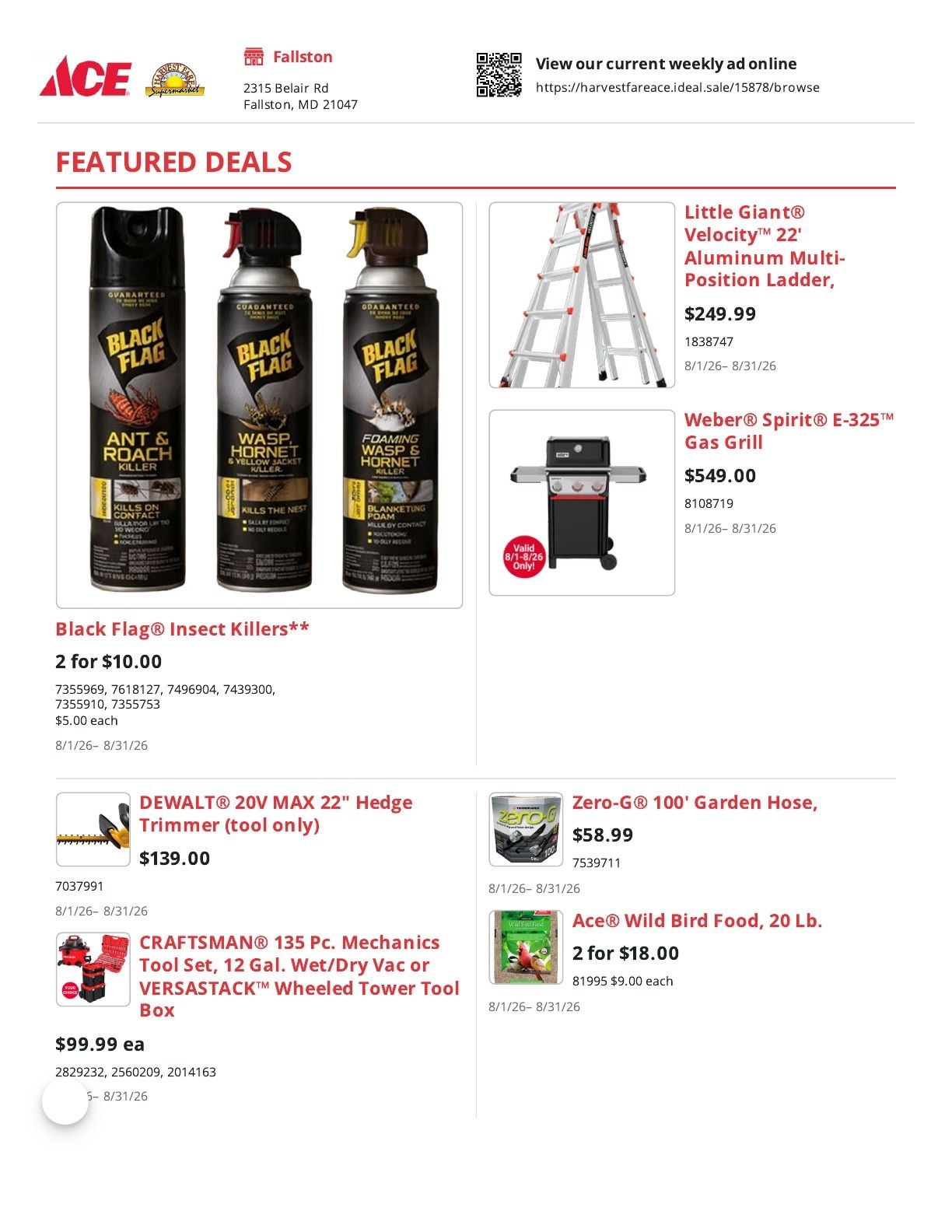 Harvest Fare Ace Weekly Ad August 1 - 31, 2026