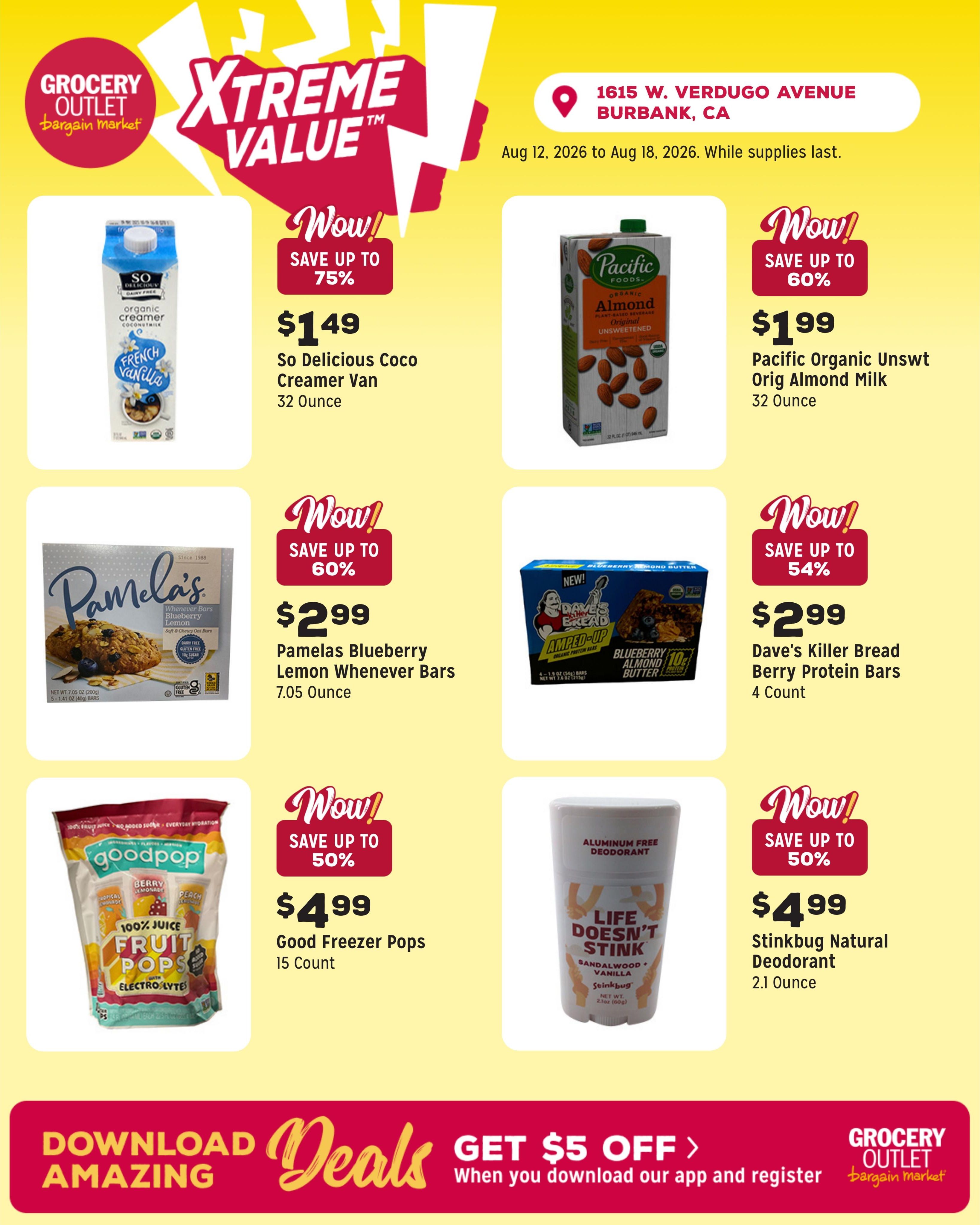 Grocery Outlet (Glendale–Burbank Area, CA) Weekly Ad August 12 - 18, 2026