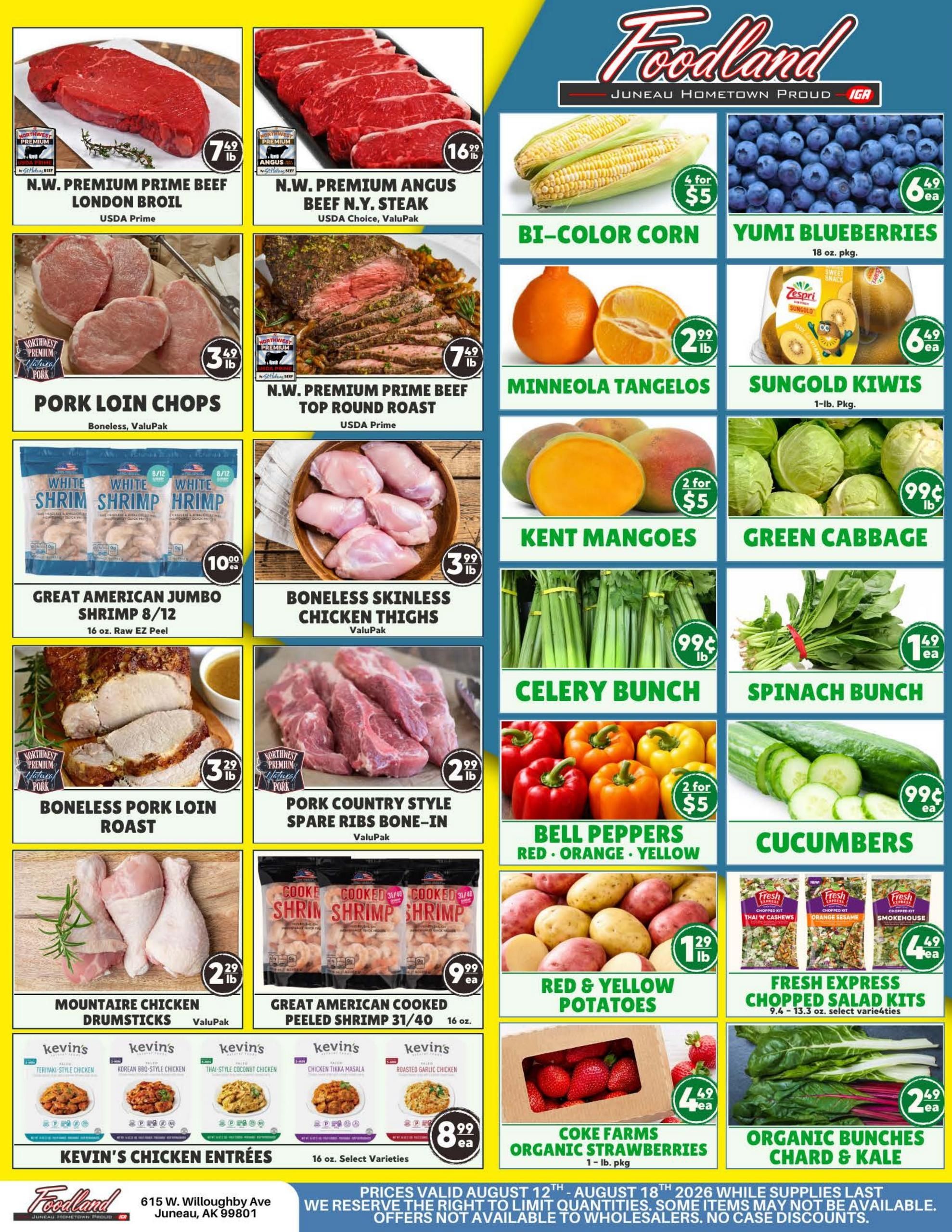 Juneau Foodland IGA (Juneau–Douglas Area, AK) Weekly Ad August 12 - 18, 2026