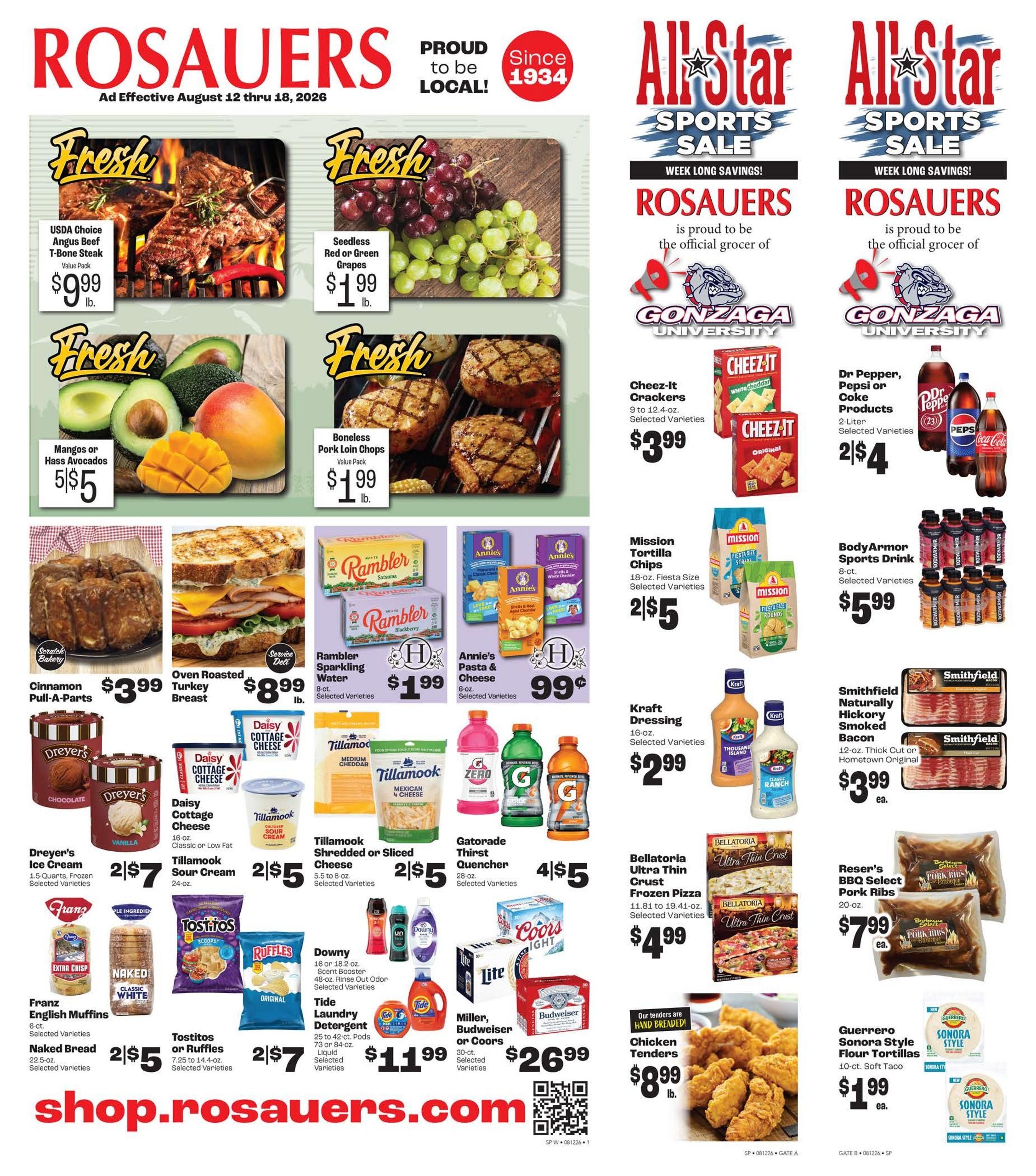 Rosauers (Spokane Valley–Otis Orchards Area, ID–WA) Weekly Ad August 12 - 18, 2026
