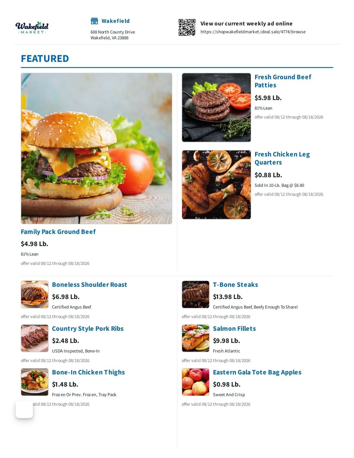 Wakefield Market Weekly Ad August 12 - 18, 2026