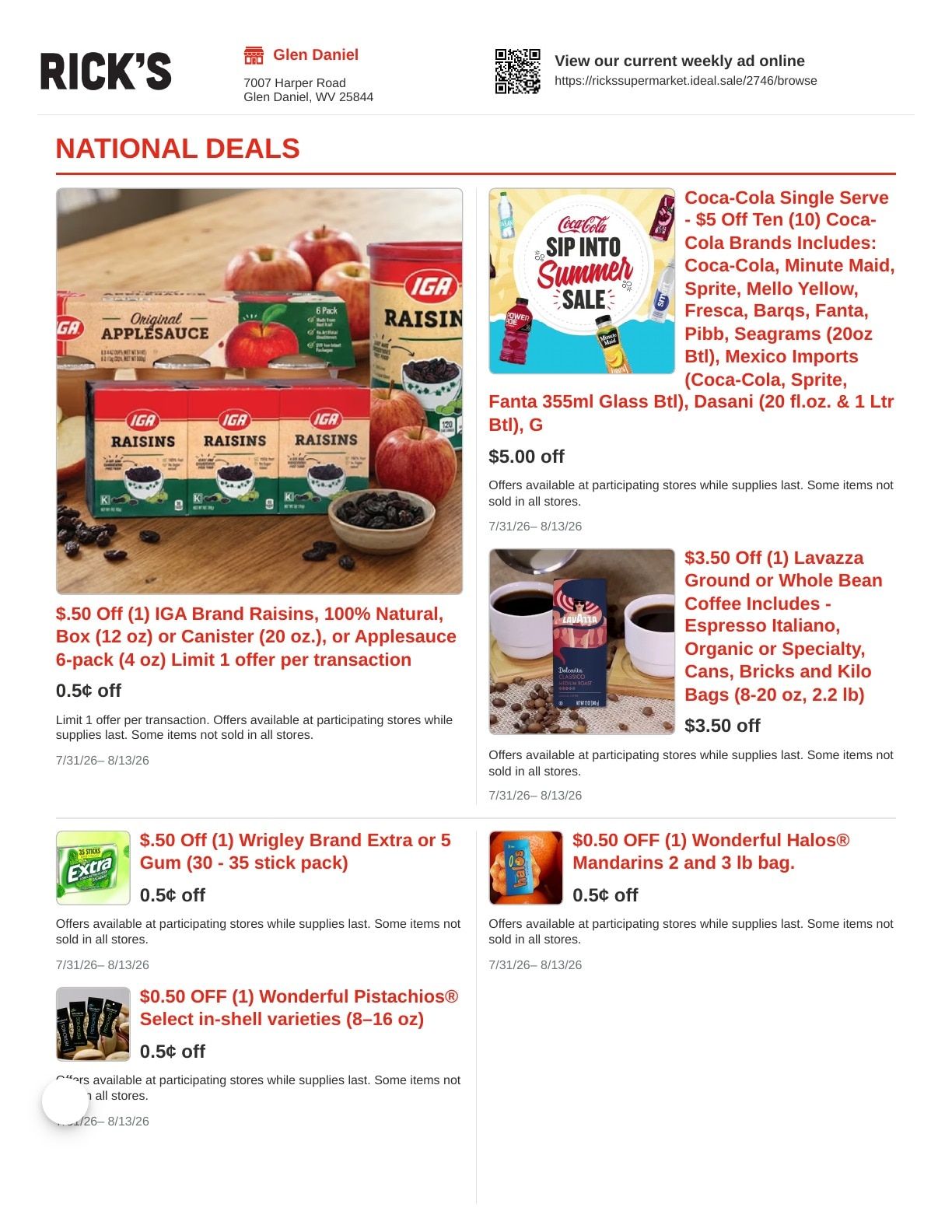 Rick's IGA Weekly Ad July 31 - August 13, 2026