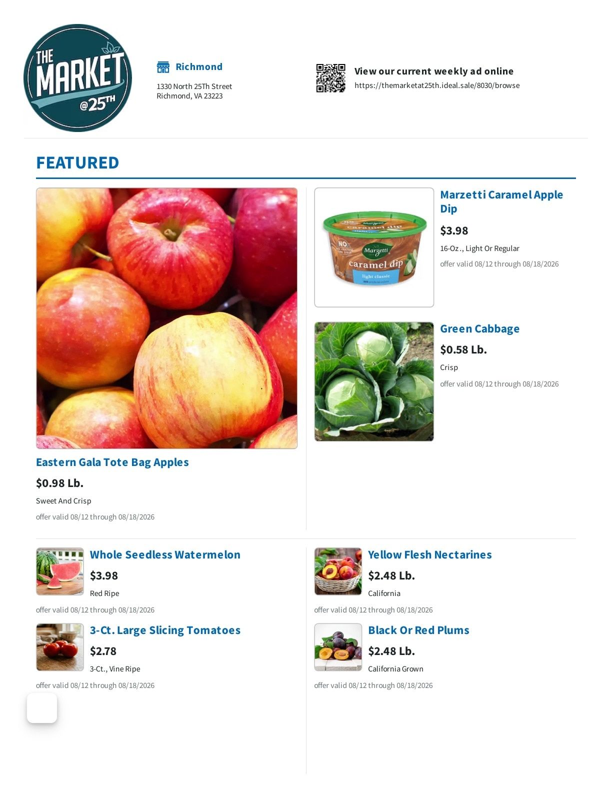 The Market at 25th Weekly Ad August 12 - 18, 2026
