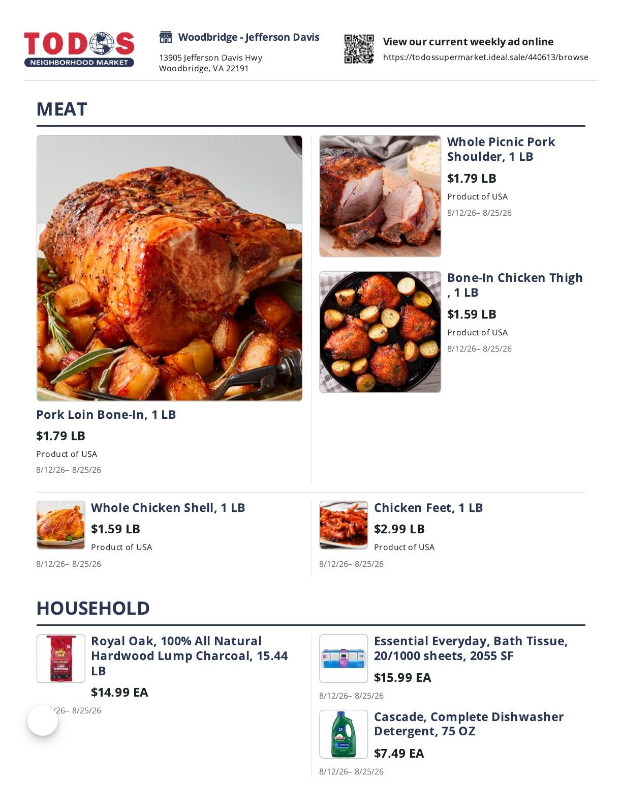 Todos Neighborhood Markets (13905 Jefferson Davis Hwy, Woodbridge, VA) Weekly Ad August 12 - 25, 2026