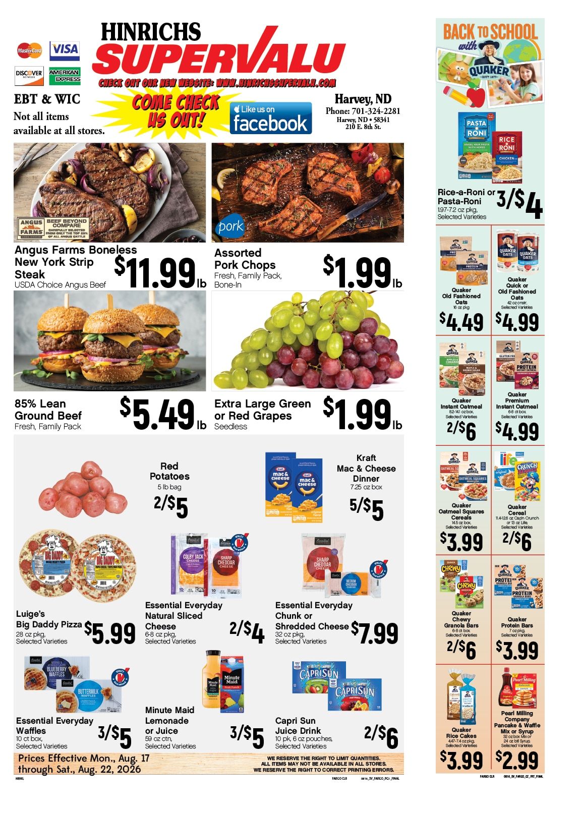 Hinrichs SuperValu Weekly Ad August 17 - 23, 2026