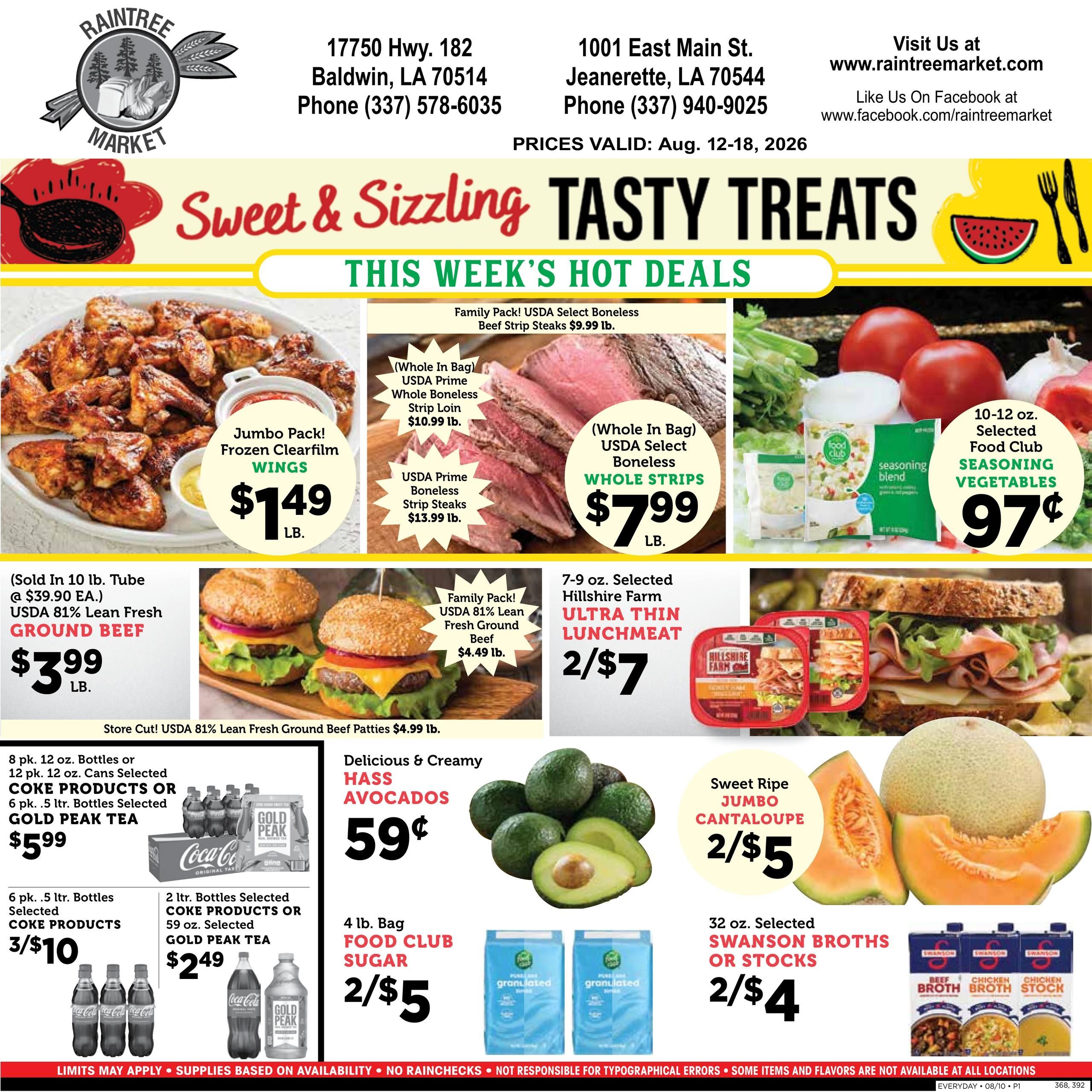 Raintree Market (Patterson Area, LA) Weekly Ad August 12 - 18, 2026