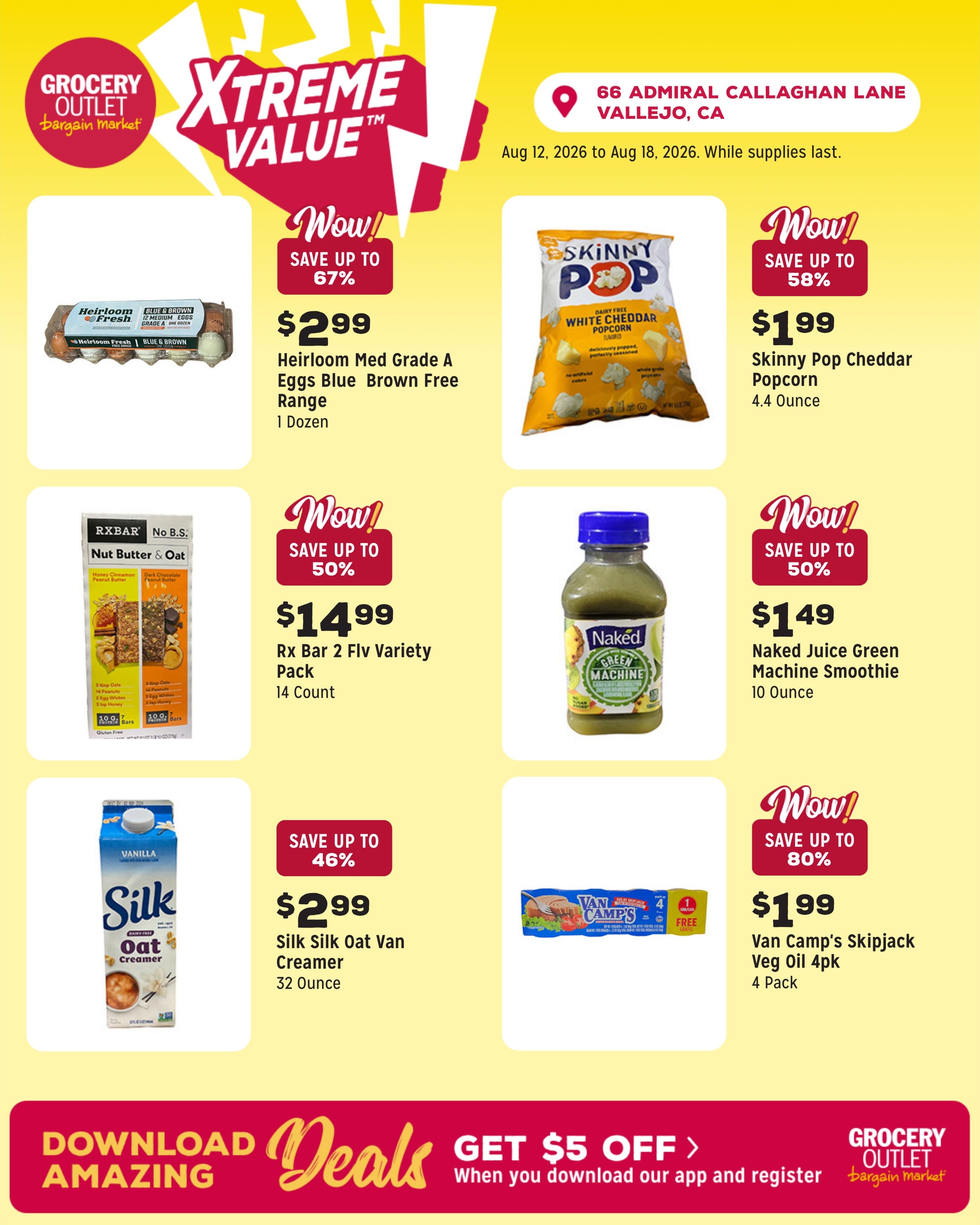 Grocery Outlet (Vallejo–Benicia Area, CA) Weekly Ad August 12 - 18, 2026