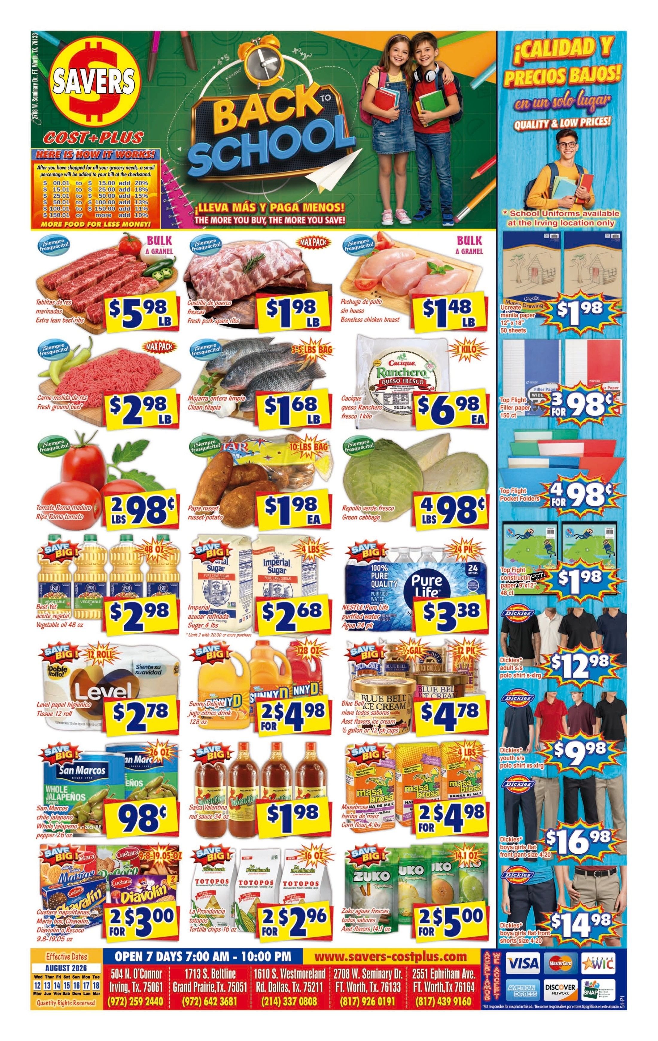 Savers Cost Plus (2708 W Seminary Drive, Fort Worth, TX) Weekly Ad August 12 - 18, 2026