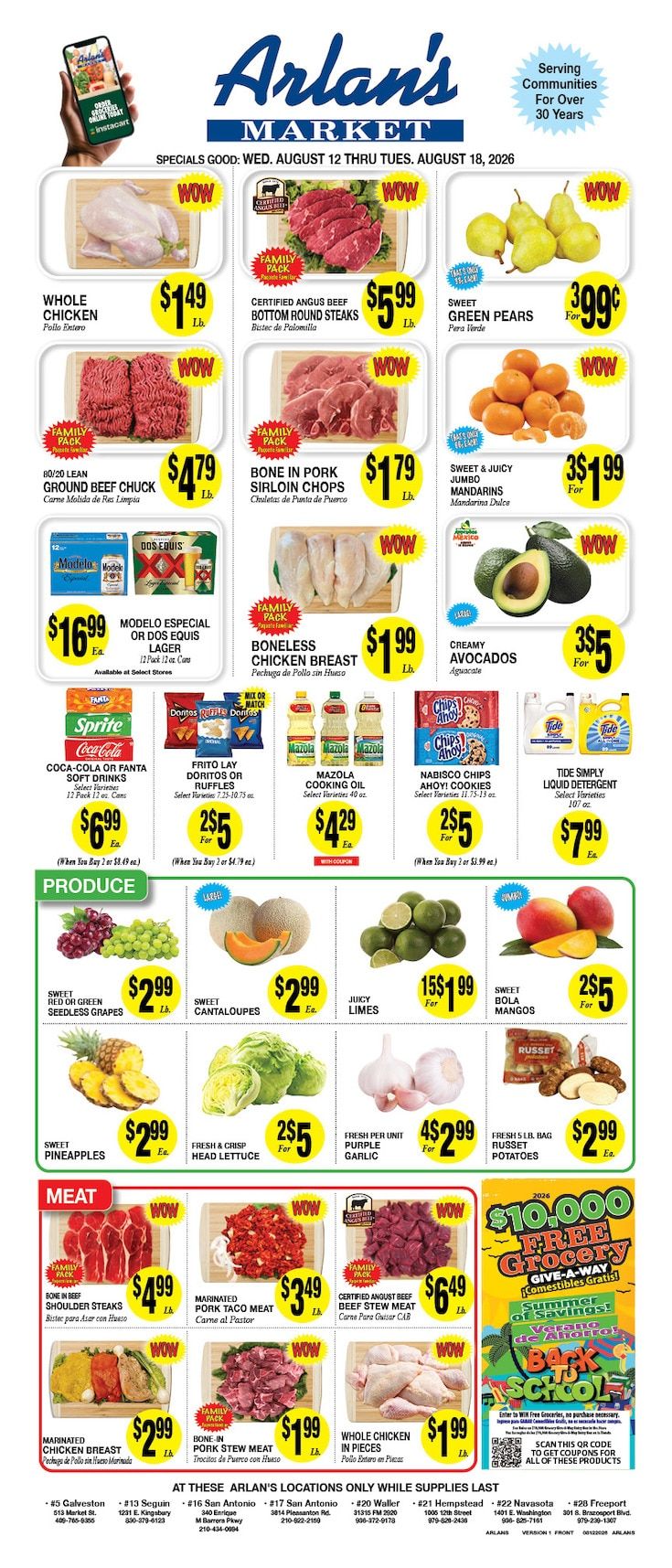 Arlan's Market (Freeport and other locations, TX) Weekly Ad August 12 - 18, 2026
