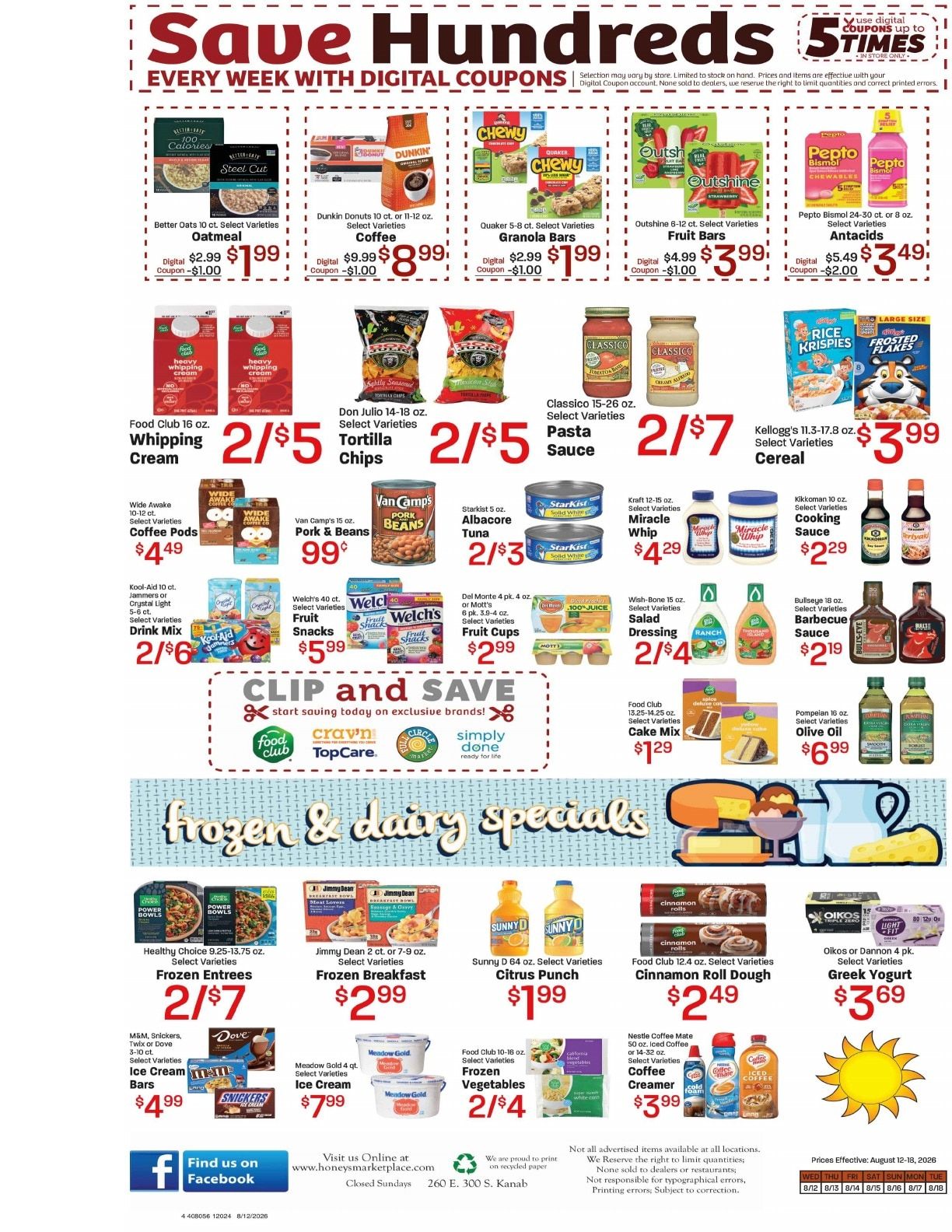 Honey's Marketplace (Kanab, UT) Weekly Ad August 12 - 18, 2026