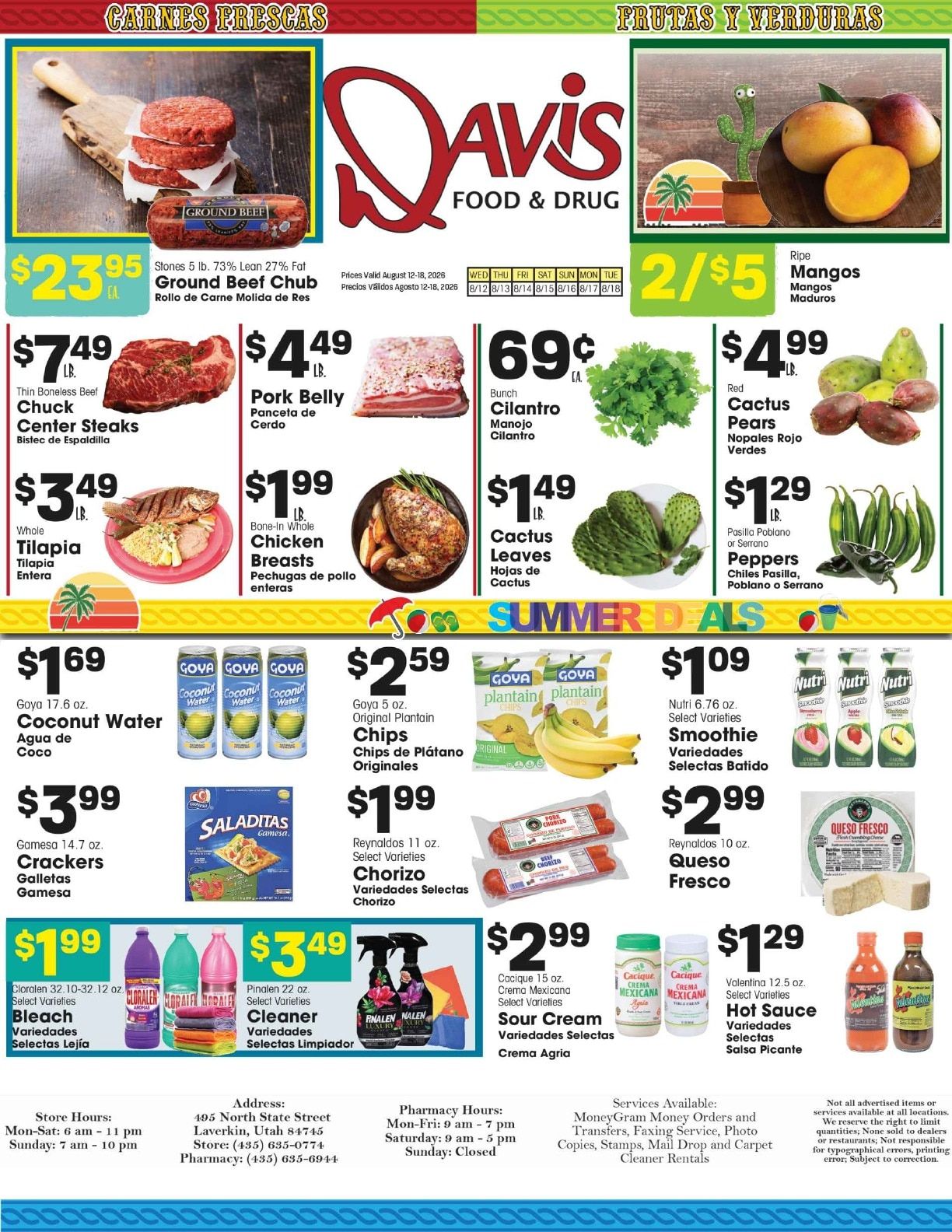 Davis Food & Drug Hispanic Weekly Ad August 12 - 18, 2026