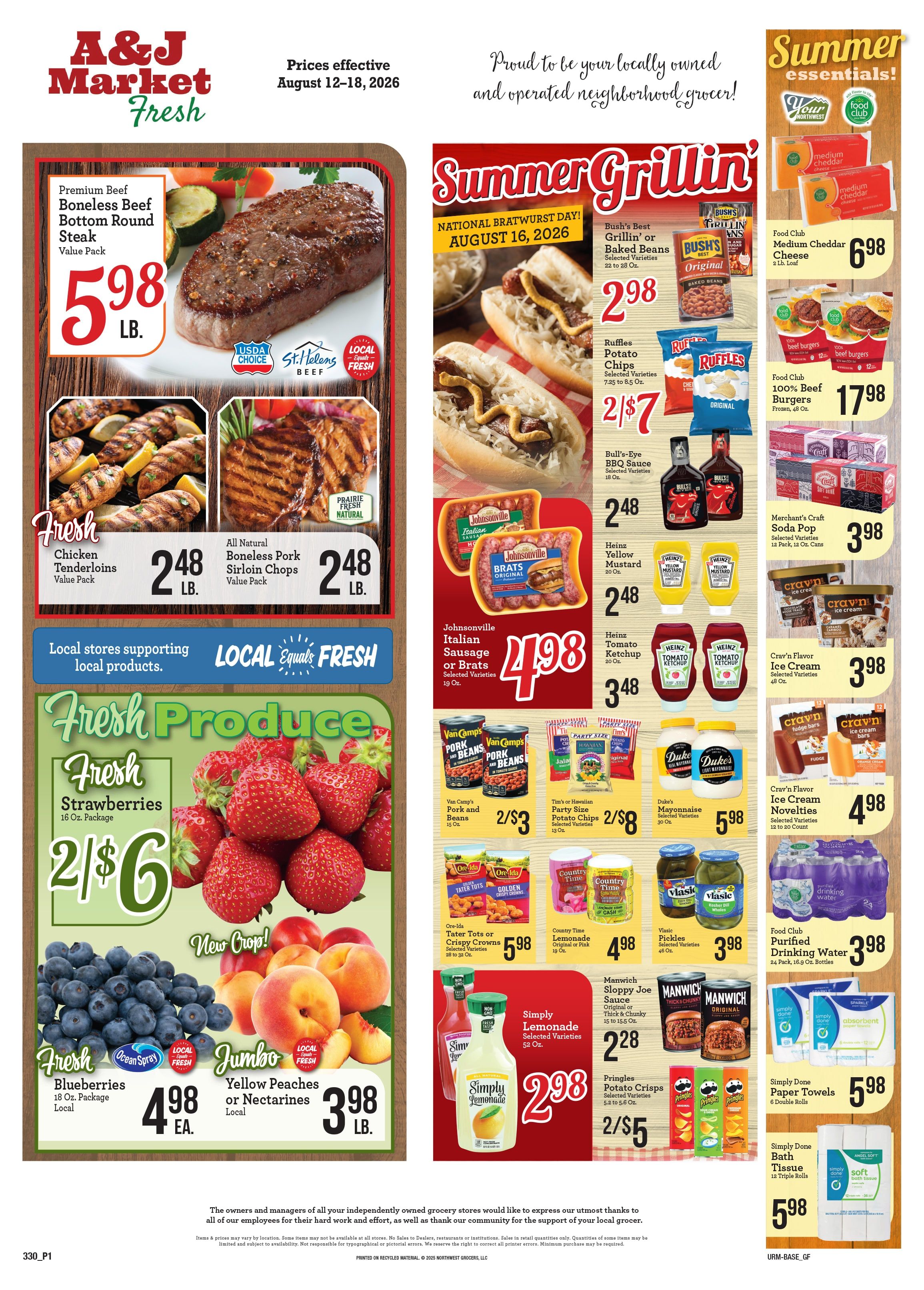 A & J Select Market Weekly Ad August 12 - 18, 2026