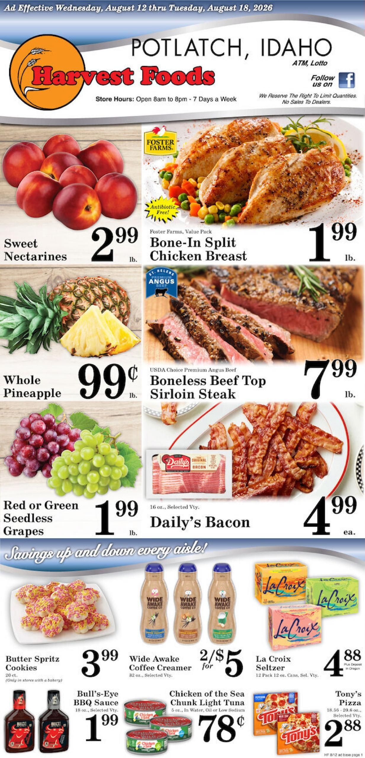 Harvest Foods (Moscow Area, ID) Weekly Ad August 12 - 18, 2026