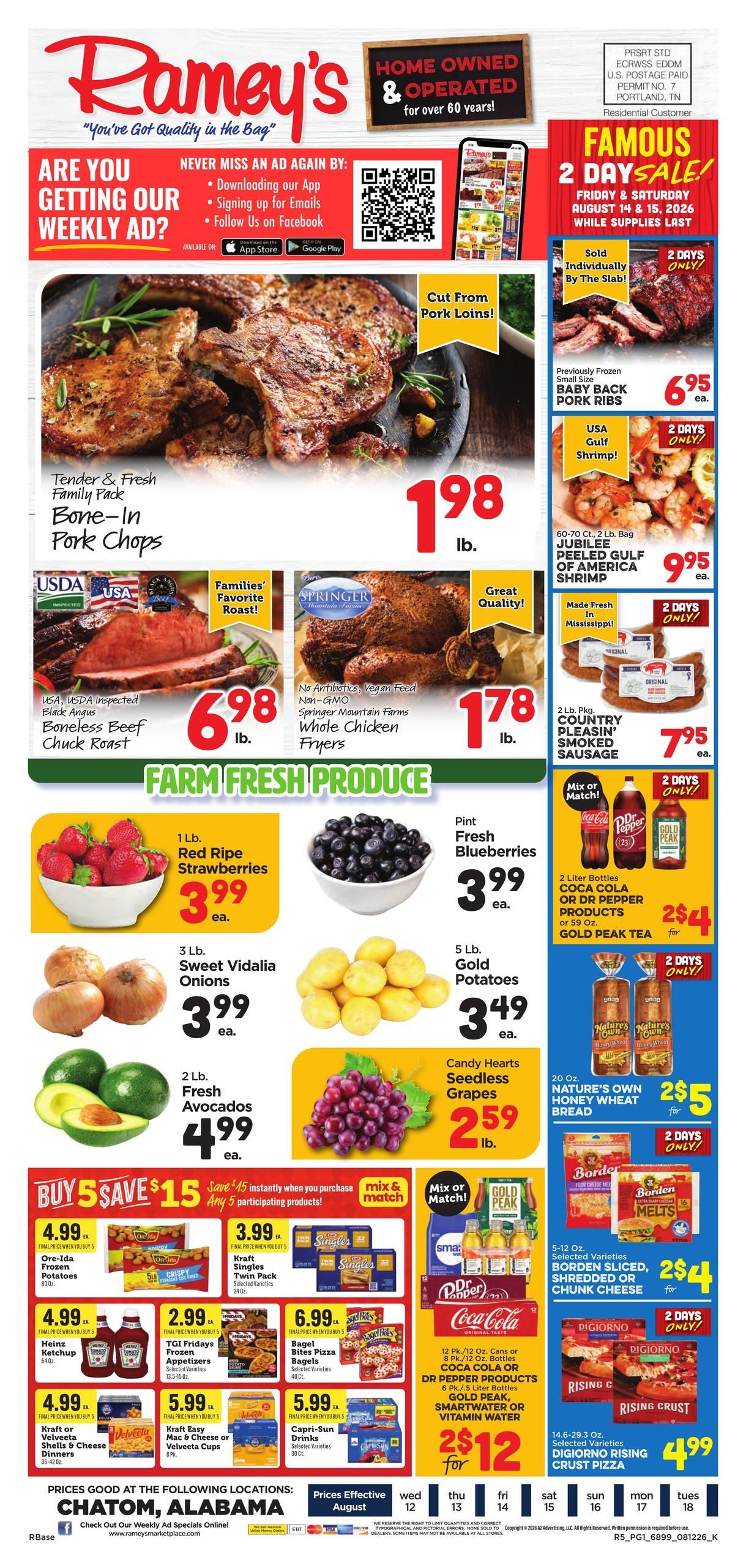 Ramey's (Chatom Area, AL) Weekly Ad August 12 - 18, 2026