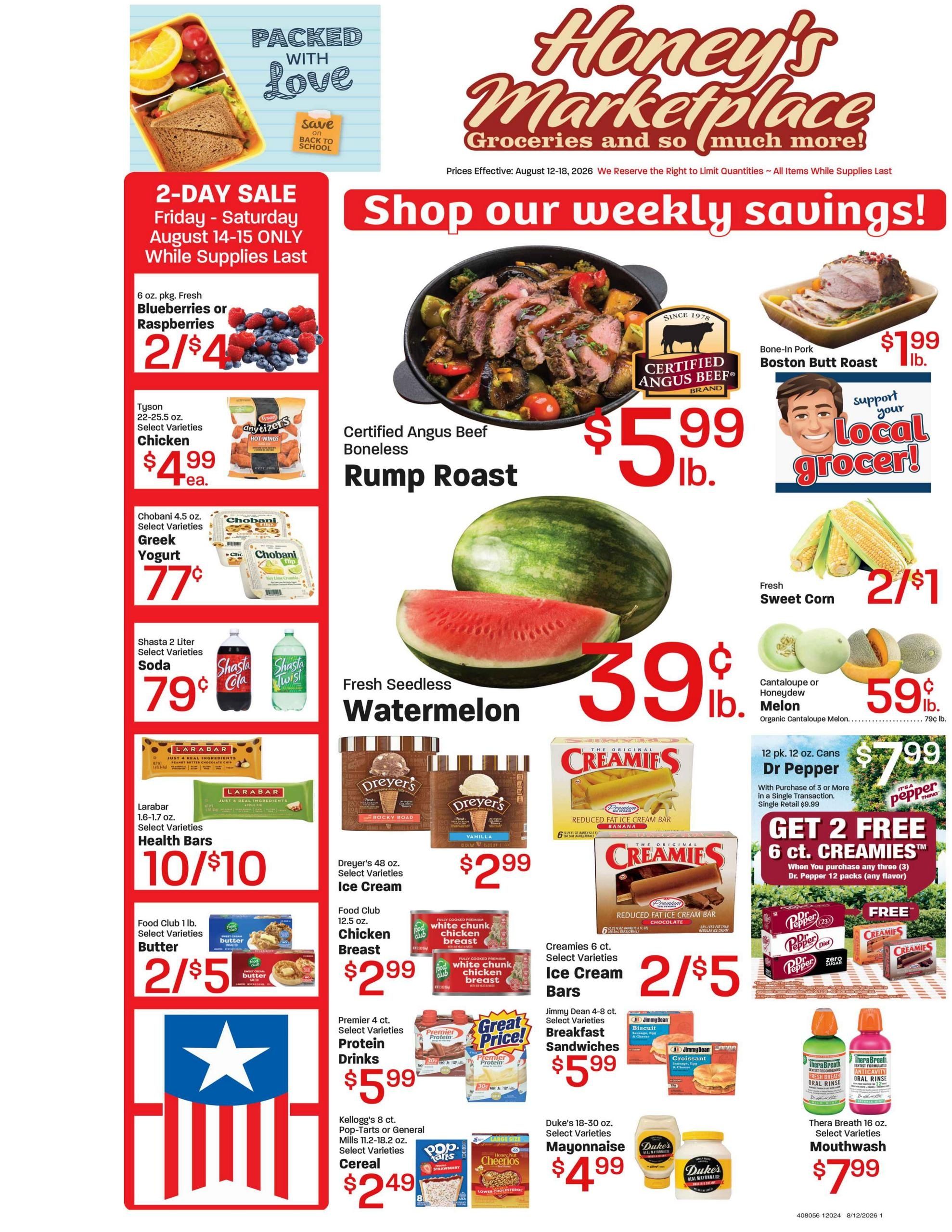 Honey's Marketplace (Kanab Area, UT) Weekly Ad August 12 - 18, 2026