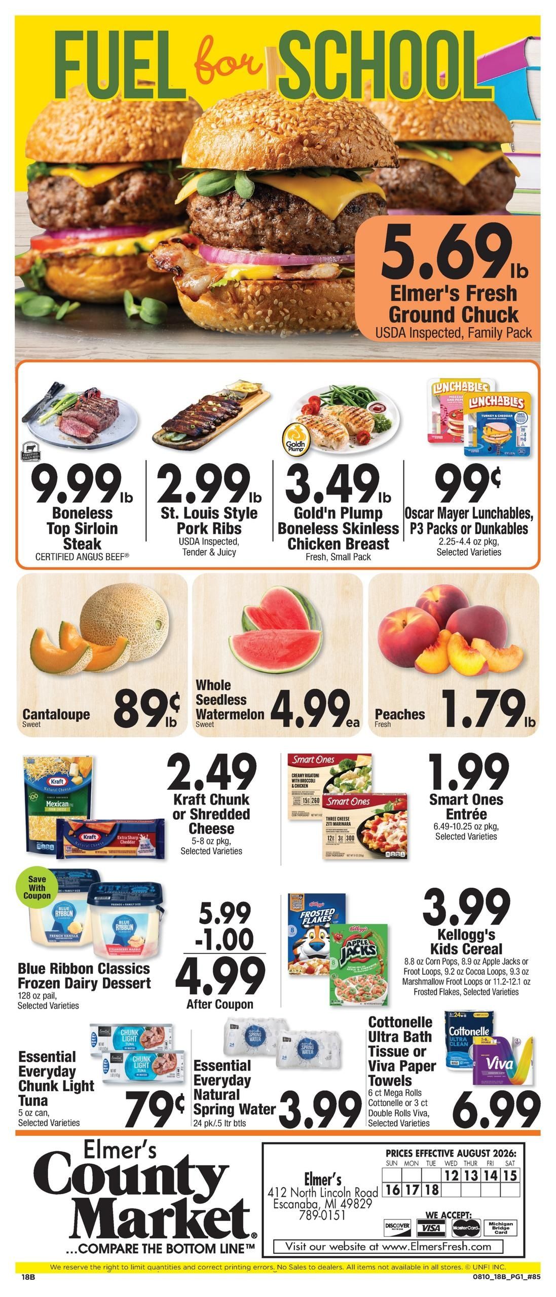 Elmer's County Market Weekly Ad August 12 - 18, 2026