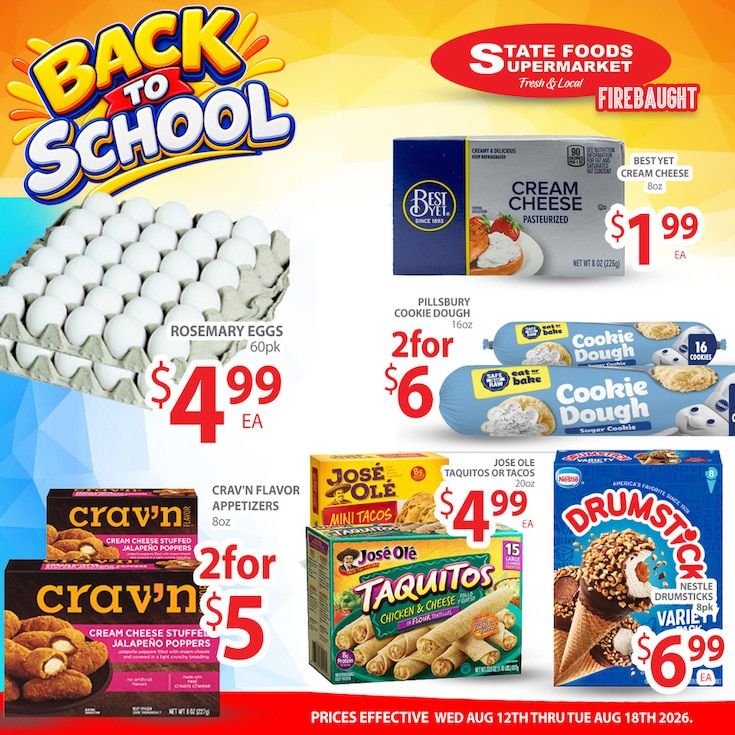 State Foods Supermarket (Firebaugh, CA) Weekly Ad August 12 - 18, 2026