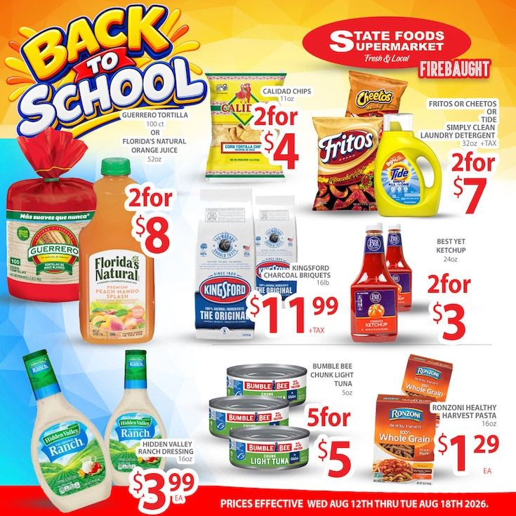 State Foods Supermarket (Firebaugh, CA) Weekly Ad August 12 - 18, 2026