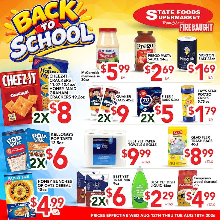 State Foods Supermarket (Firebaugh, CA) Weekly Ad August 12 - 18, 2026