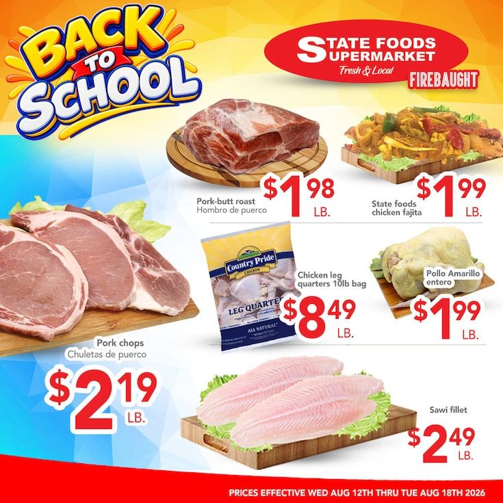 State Foods Supermarket (Firebaugh, CA) Weekly Ad August 12 - 18, 2026