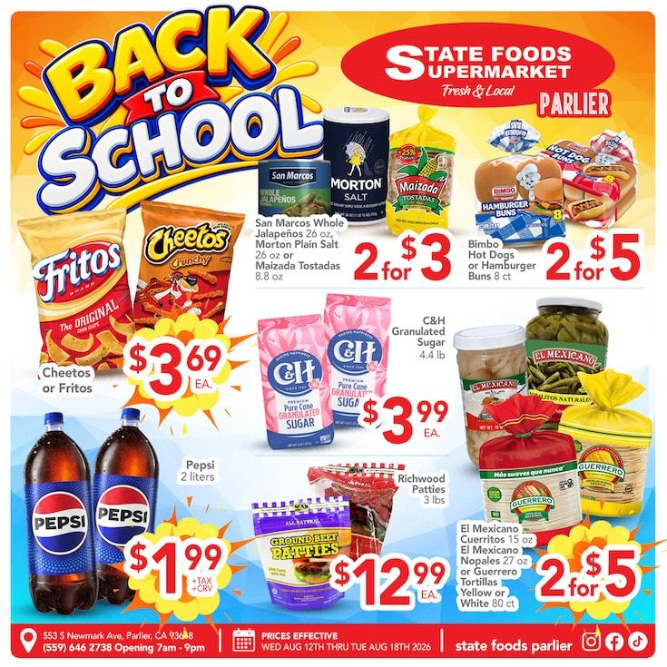 State Foods Supermarket (Parlier, CA) Weekly Ad August 12 - 18, 2026