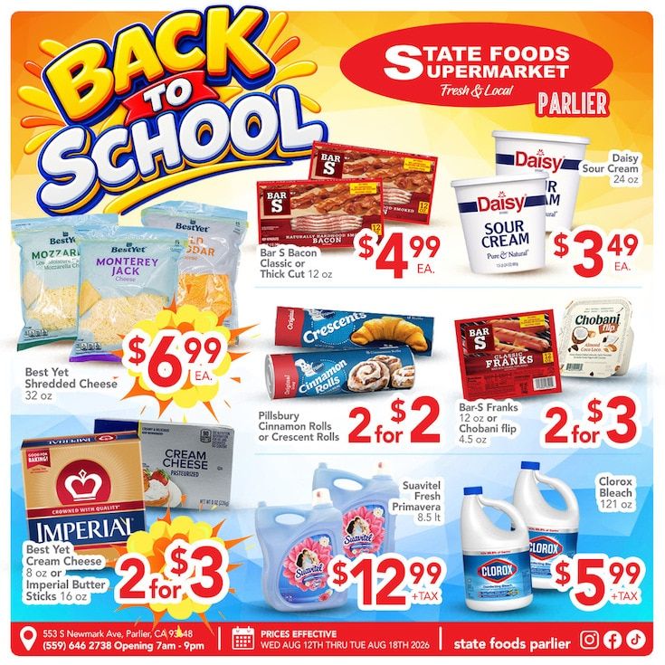State Foods Supermarket (Parlier, CA) Weekly Ad August 12 - 18, 2026