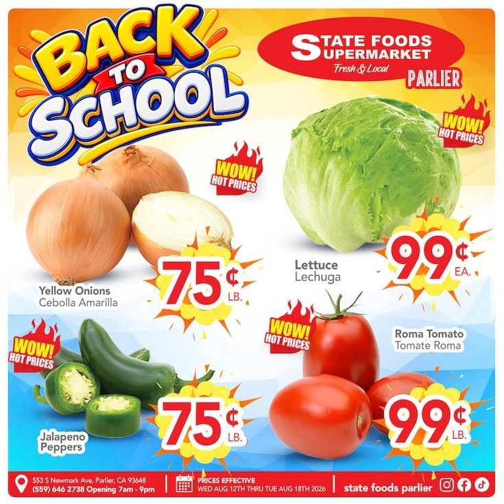 State Foods Supermarket (Parlier, CA) Weekly Ad August 12 - 18, 2026