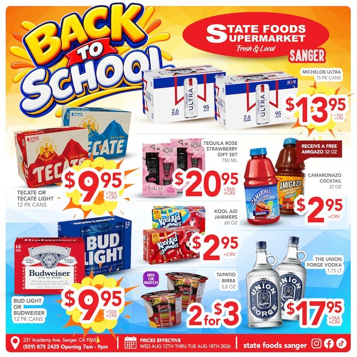 State Foods Supermarket (Sanger, CA) Weekly Ad August 12 - 18, 2026