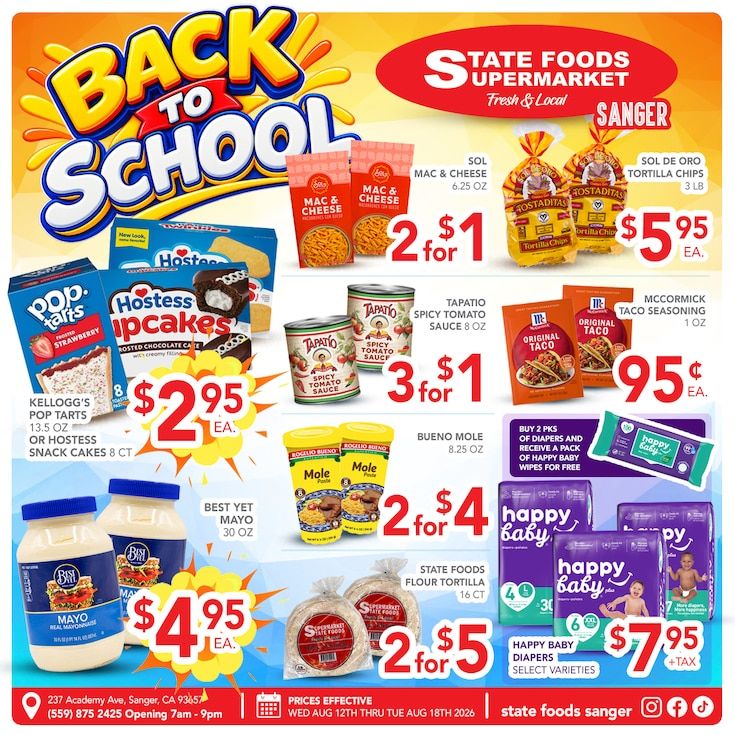 State Foods Supermarket (Sanger, CA) Weekly Ad August 12 - 18, 2026