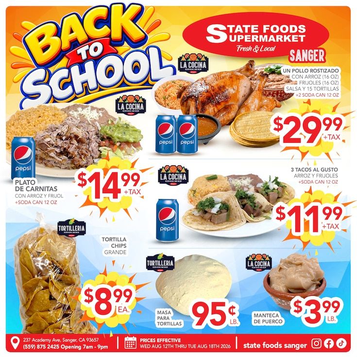 State Foods Supermarket (Sanger, CA) Weekly Ad August 12 - 18, 2026