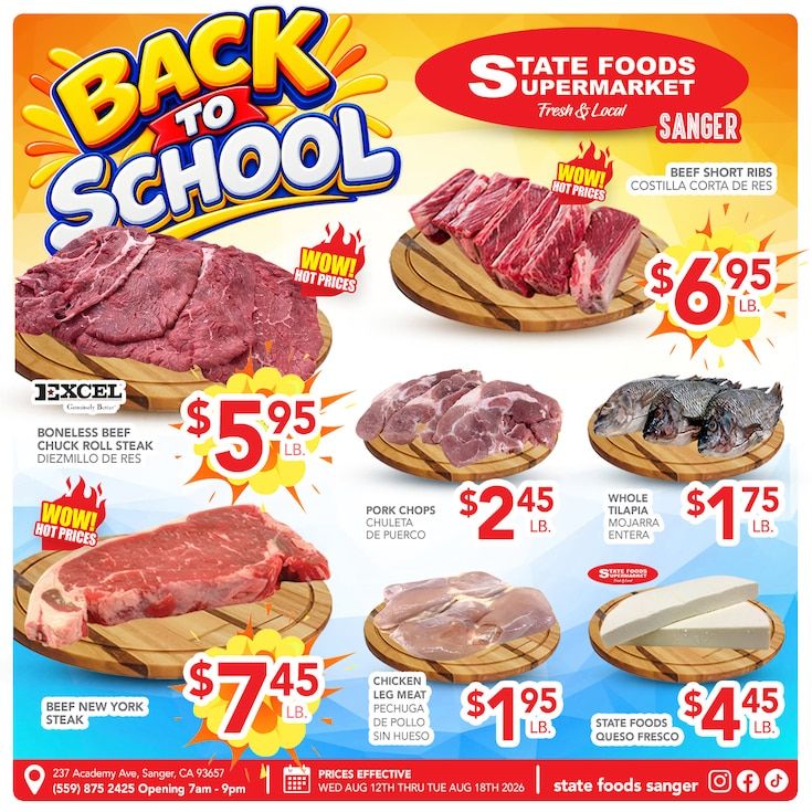 State Foods Supermarket (Sanger, CA) Weekly Ad August 12 - 18, 2026