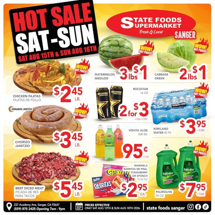 State Foods Supermarket (Sanger, CA) Weekly Ad August 12 - 18, 2026