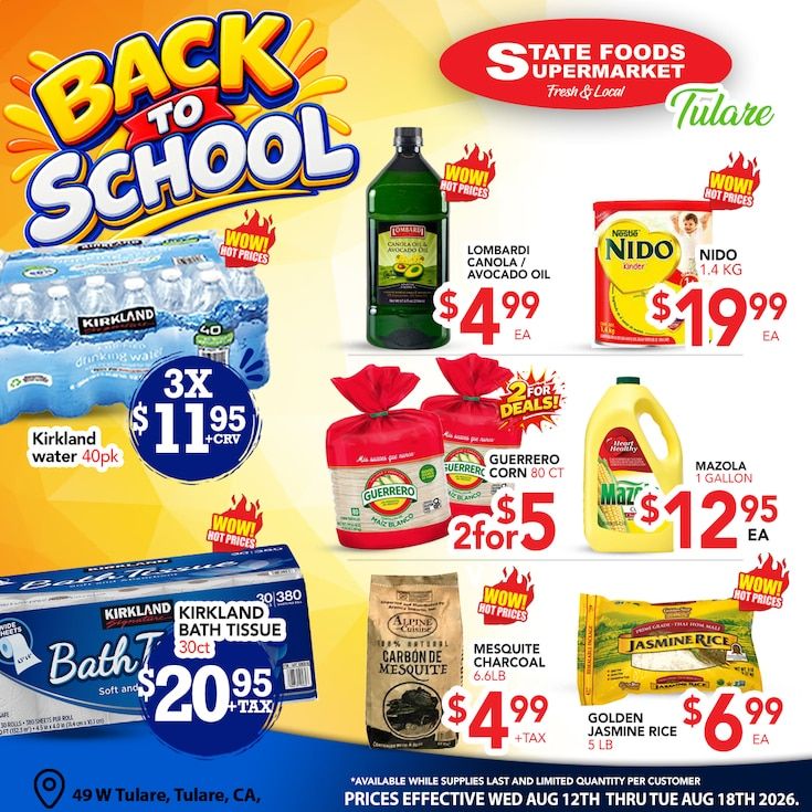 State Foods Supermarket (Tulare, CA) Weekly Ad August 12 - 18, 2026