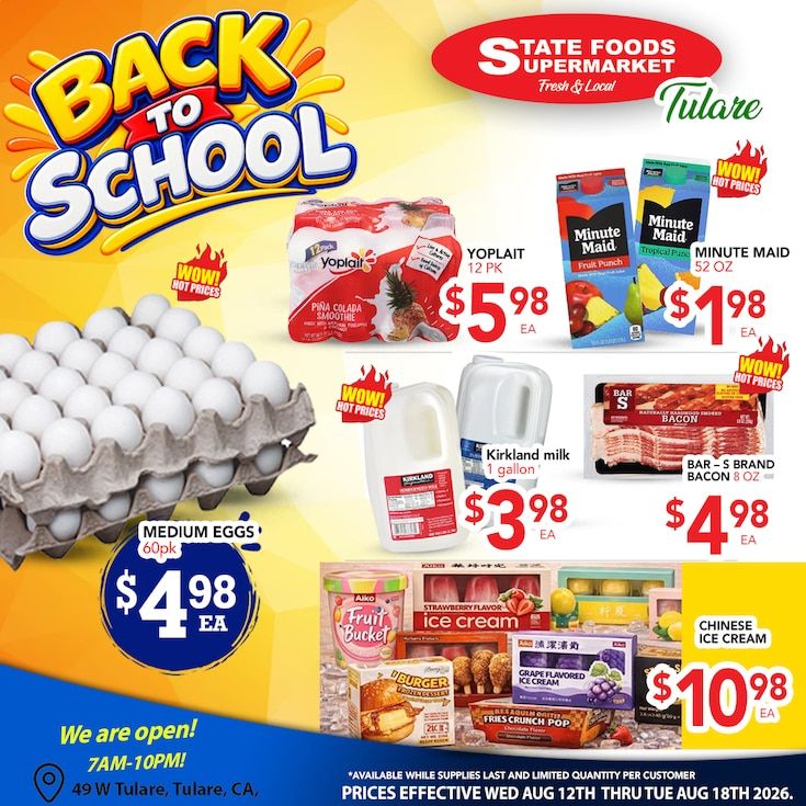 State Foods Supermarket (Tulare, CA) Weekly Ad August 12 - 18, 2026
