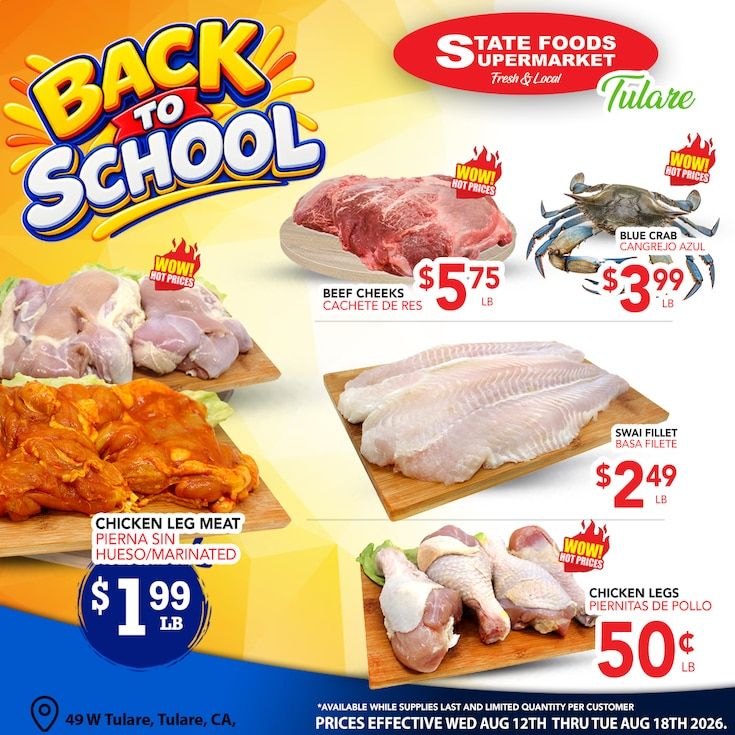 State Foods Supermarket (Tulare, CA) Weekly Ad August 12 - 18, 2026