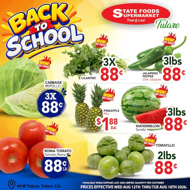 State Foods Supermarket (Tulare, CA) Weekly Ad August 12 - 18, 2026