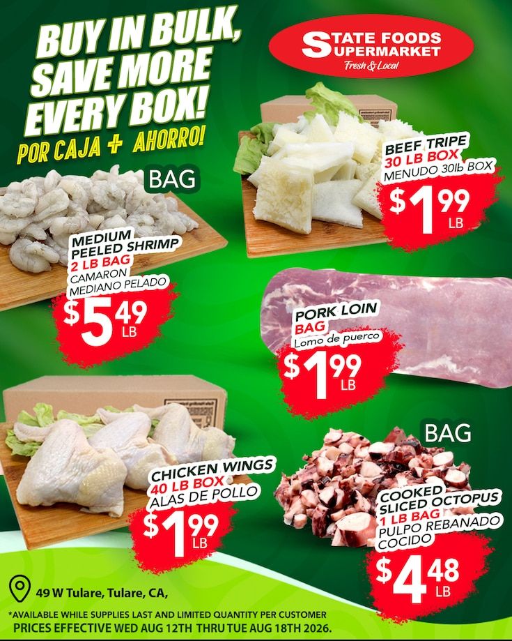 State Foods Supermarket (Tulare, CA) Weekly Ad August 12 - 18, 2026