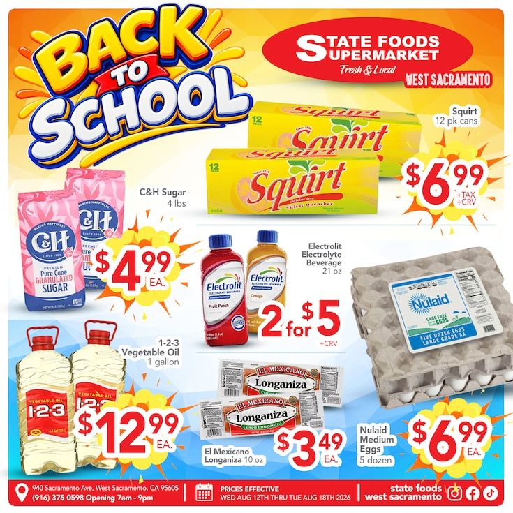 State Foods Supermarket (West Sacramento, CA) Weekly Ad August 12 - 18, 2026