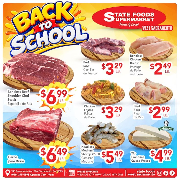 State Foods Supermarket (West Sacramento, CA) Weekly Ad August 12 - 18, 2026