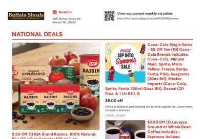 Buffalo Shoals IGA Weekly Ad July 31 - August 13, 2026