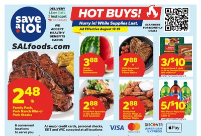 Save a Lot Food Stores (Connersville, Rushville and Scottsburg, IN) Weekly Ad August 13 - 19, 2026