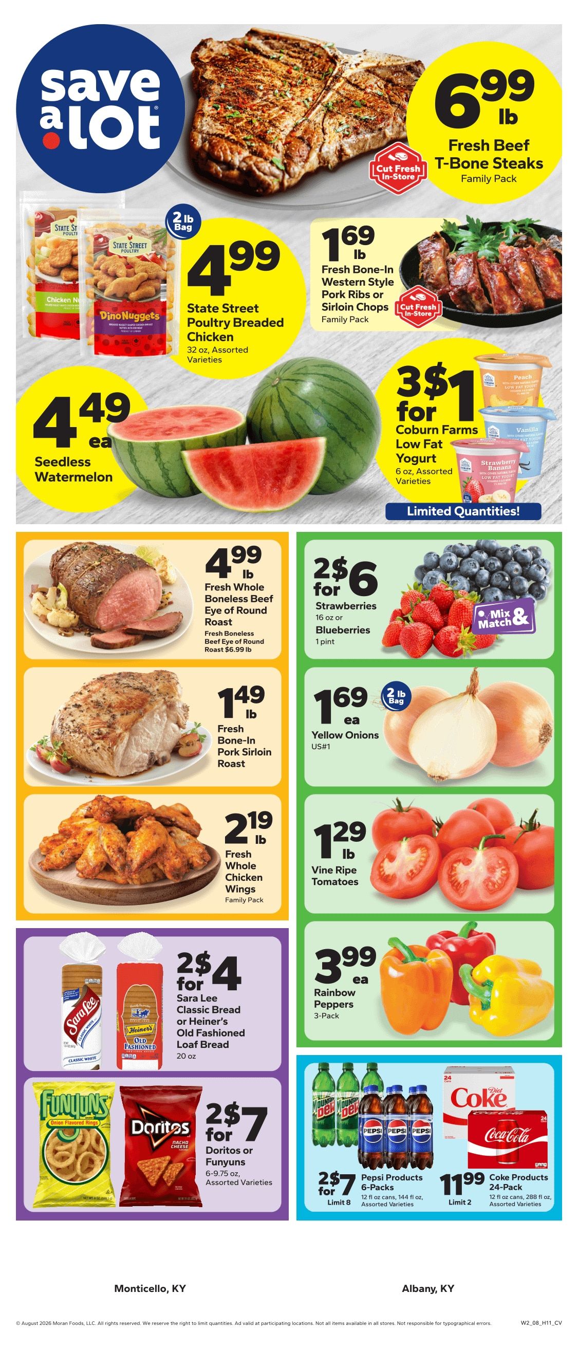 Save a Lot Food Stores (Albany and Monticello, KY) Weekly Ad August 12 - 18, 2026